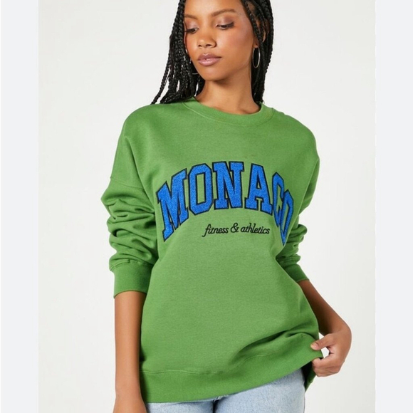 FOREVER 21 Tops - Monaco Green Graphic Sweatshirt Size XSmall